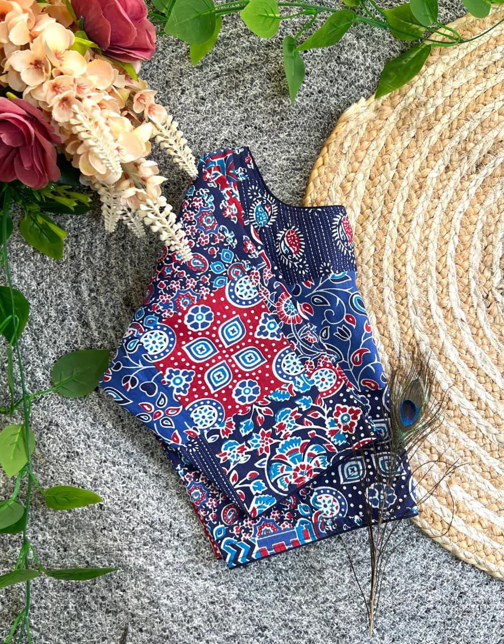 Morpankhi Ajrak Cotton Blouse